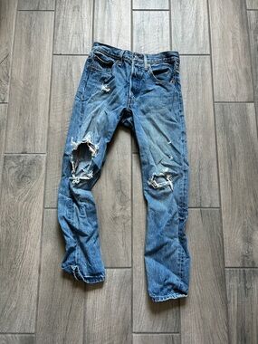 Levi's Blue Slim Straight Ripped Jeans